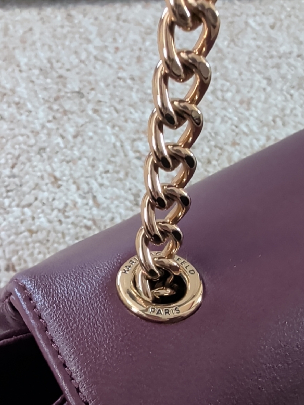 Karl Lagerfeld Plum Crossbody Shoulder Bag with Gold Hardware - Picture 5 of 6